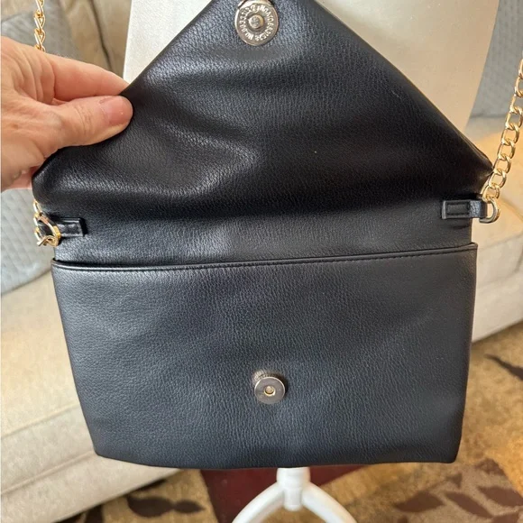 Black Shoulder/ Crossbody Bag with Gold Chain Detail - Picture 7 of 7